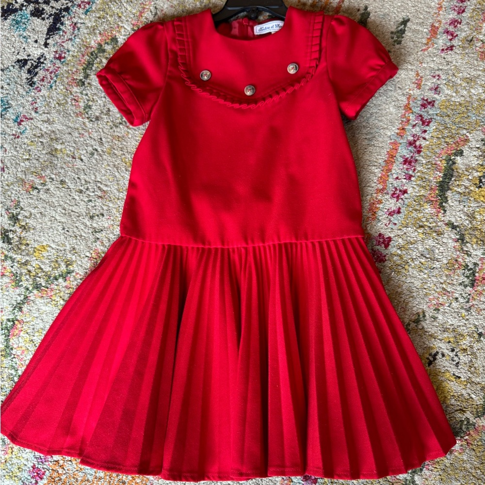 Tartine et Chocolat red pleated dress size 6 girls